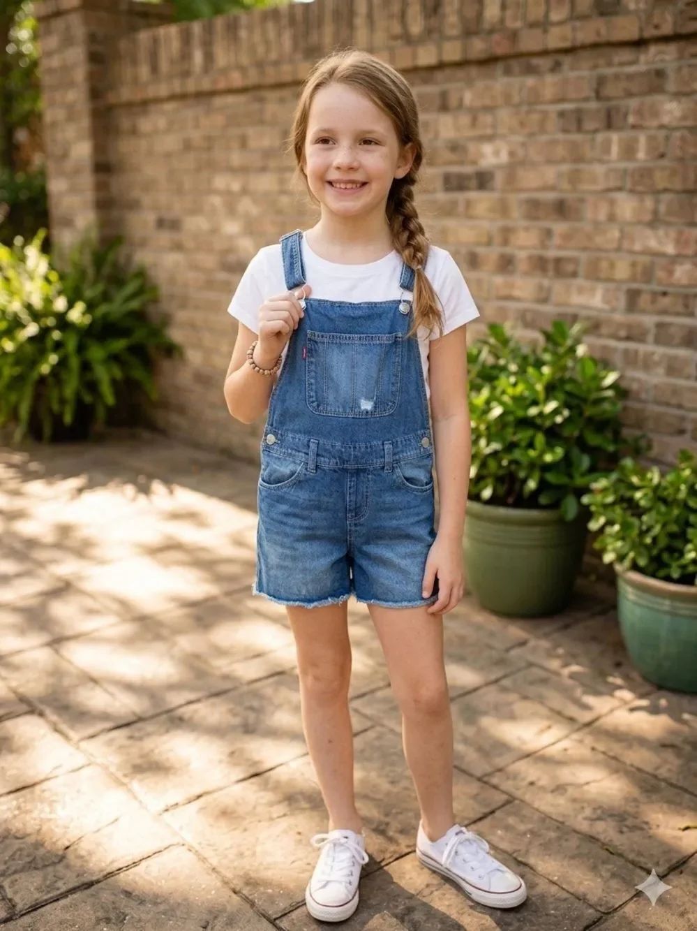 Take 50% OFF- Levi Strauss & Co. Kids Blue Denim Short Overalls, Size-12R
